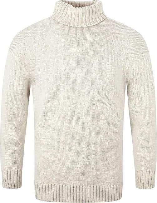 Gents Pure British Wool Ecru Submariner Turtleneck Pullover