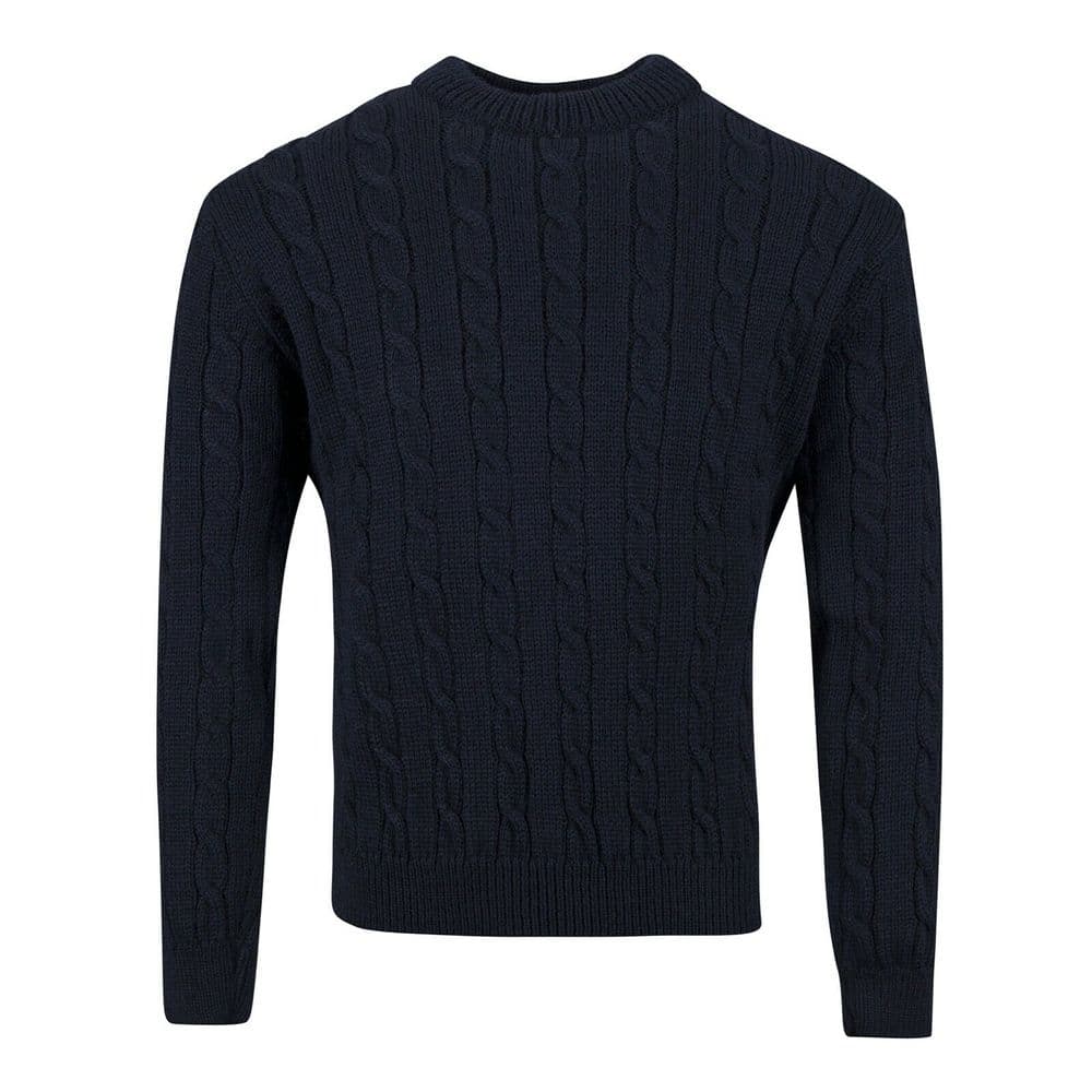 Gents Pure British Wool Navy Cable Crew Neck Jumper