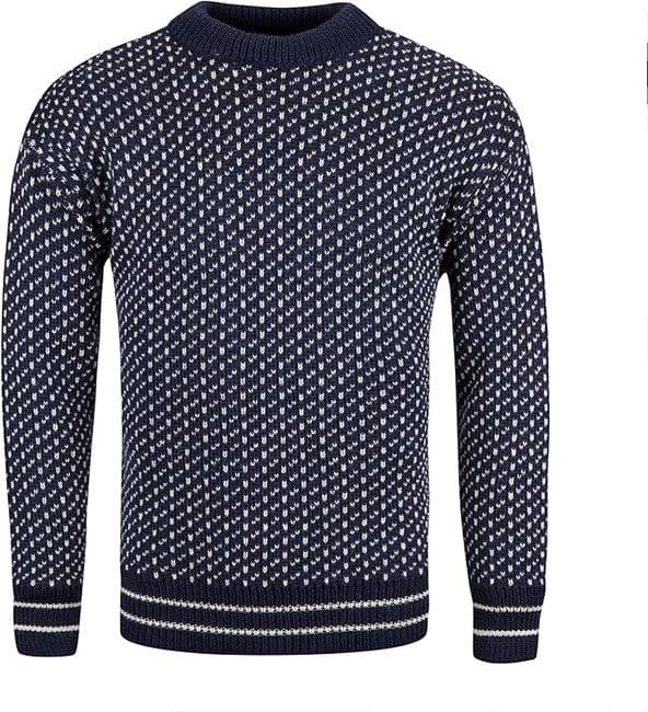 Gents Pure British Wool Navy Nordic Fisherman Pullover