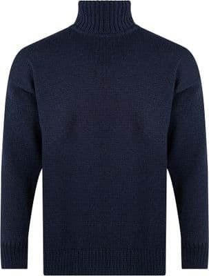 Gents Pure British Wool Navy Submariner Turtleneck Pullover