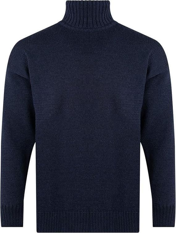 Gents Pure British Wool Navy Submariner Turtleneck Pullover