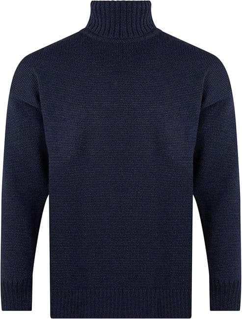 Gents Pure British Wool Navy Submariner Turtleneck Pullover
