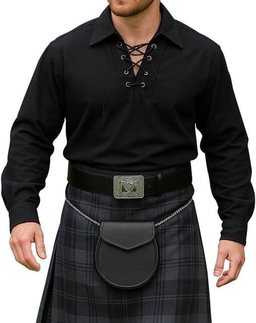 Gents Pure Cotton Casual Black Ghillie Shirt