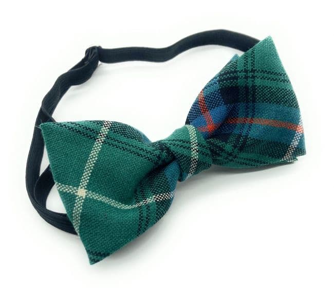 Gents Pure New Wool MacDonald of the Isles Green Ancient Tartan Bow Tie Made in Scotland