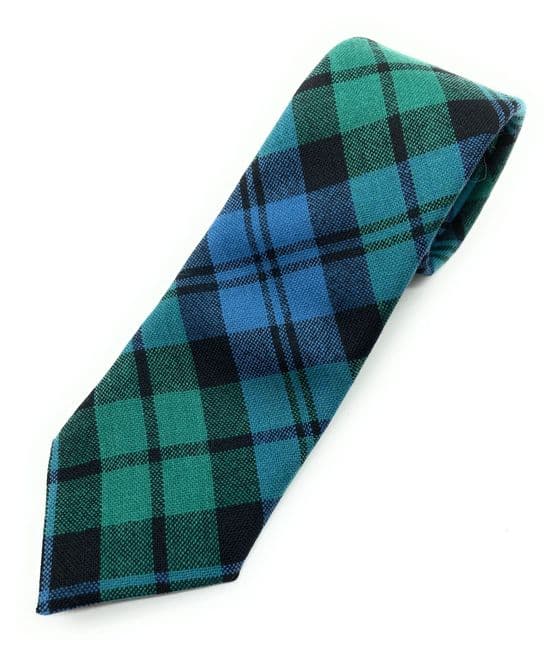 Gents Pure Wool Black Watch Ancient Tartan Tie Made in Scotland