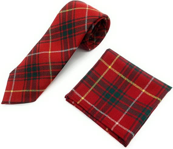 Pure Wool Bruce Modern Tie & Pocket Square Set | Made in Scotland