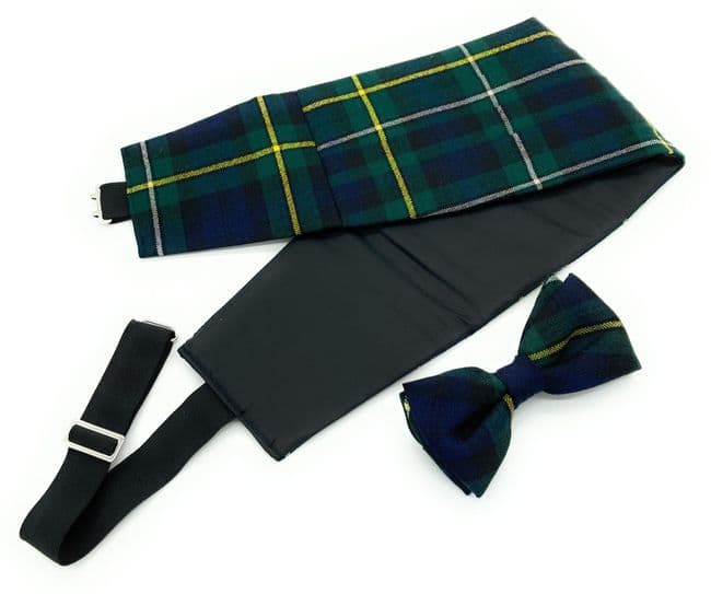 Gents Pure Wool Campbell of Argyll Tartan Cummerbund & Bow Tie Set - Made in Scotland