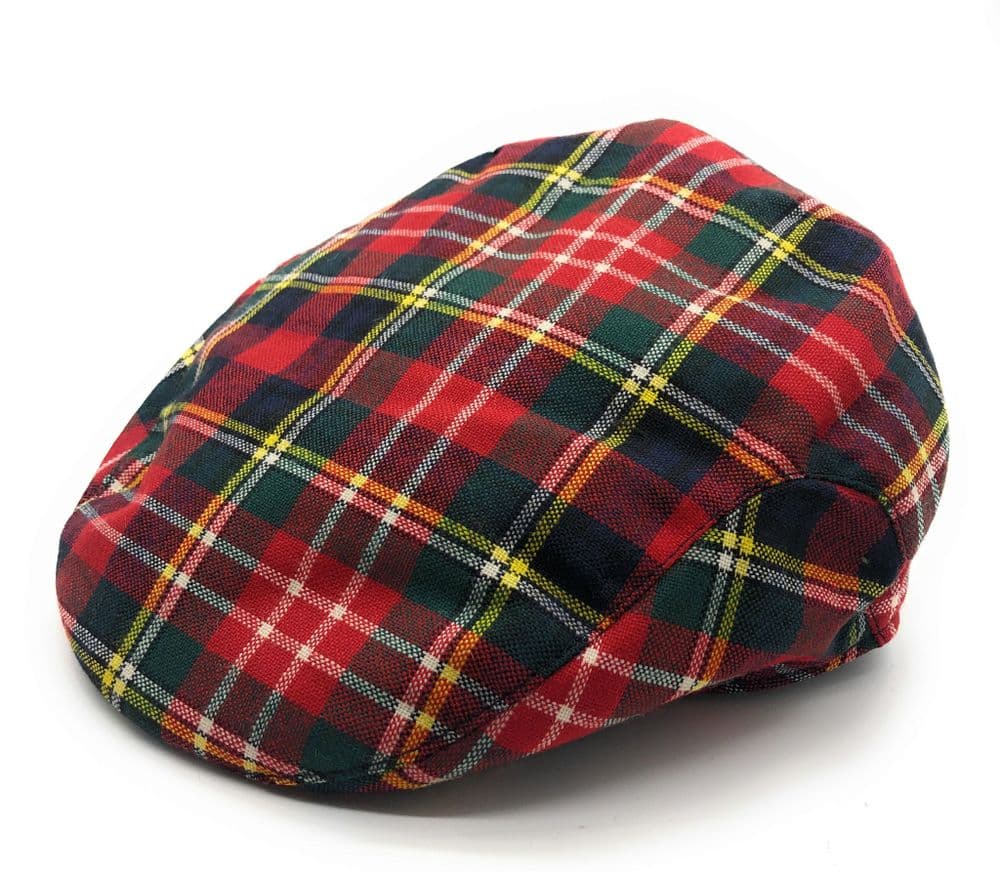 Gents Pure Wool Christie Modern Tartan Flat Cap - Made in Scotland