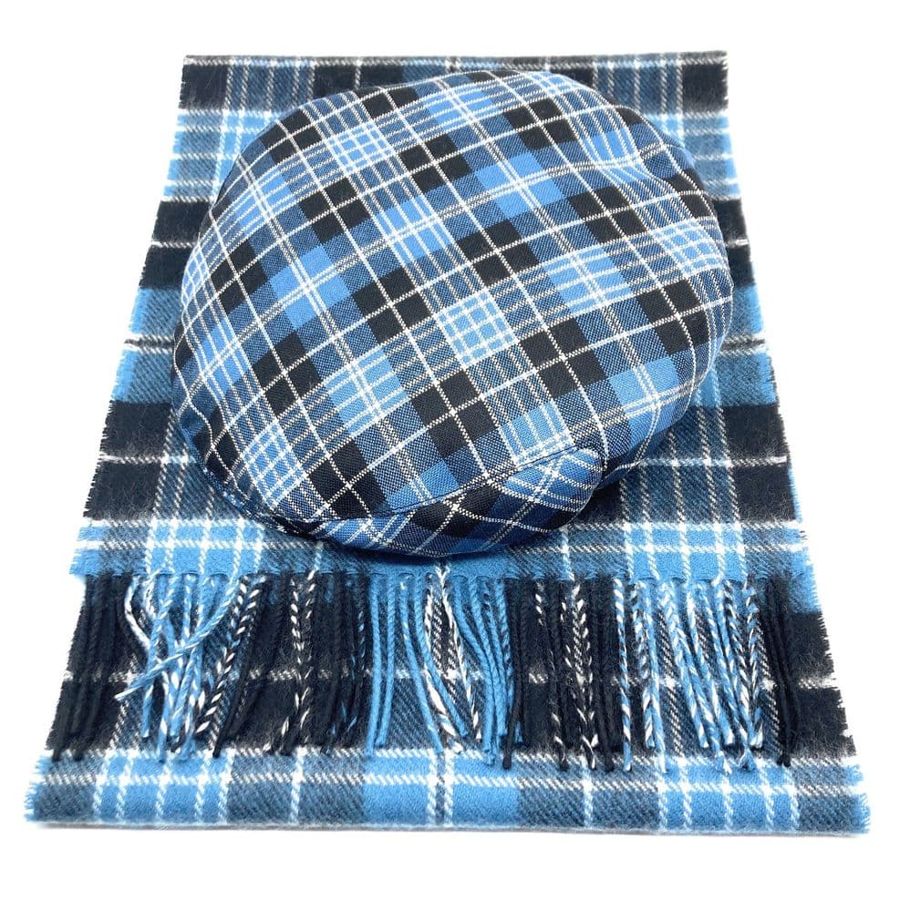 Gents Pure Wool Clark Ancient Tartan Flat Cap & Scarf Set