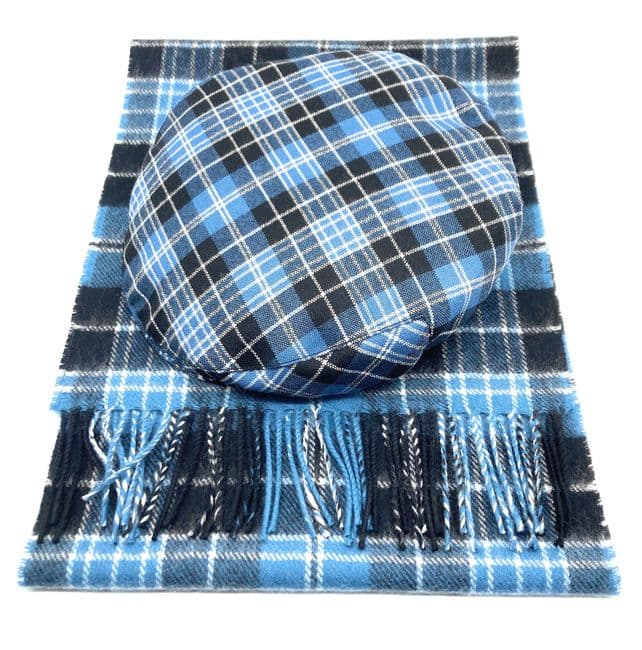 Gents Pure Wool Clark Ancient Tartan Flat Cap & Scarf Set