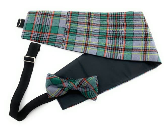 Gents Pure Wool Craig Ancient Tartan Cummerbund & Bow Tie Set - Made in Scotland