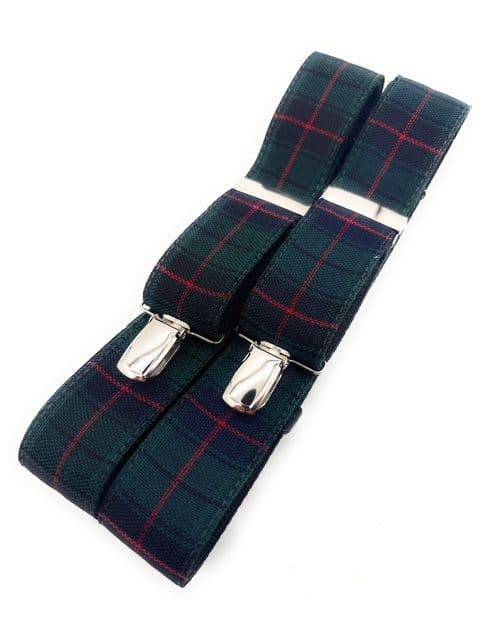 Gents Pure Wool Davidson Tartan Trousers Braces  - Made in Scotland