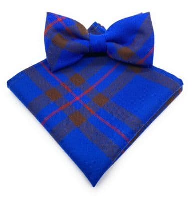 Gents Pure Wool Elliot Ancient Tartan Bow Tie & Matching Pocket Square Set - Made in Scotland