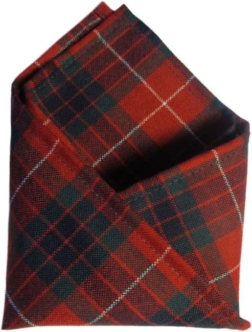 Gents Pure Wool Fraser Red Tartan Pocket Square - Made In Scotland