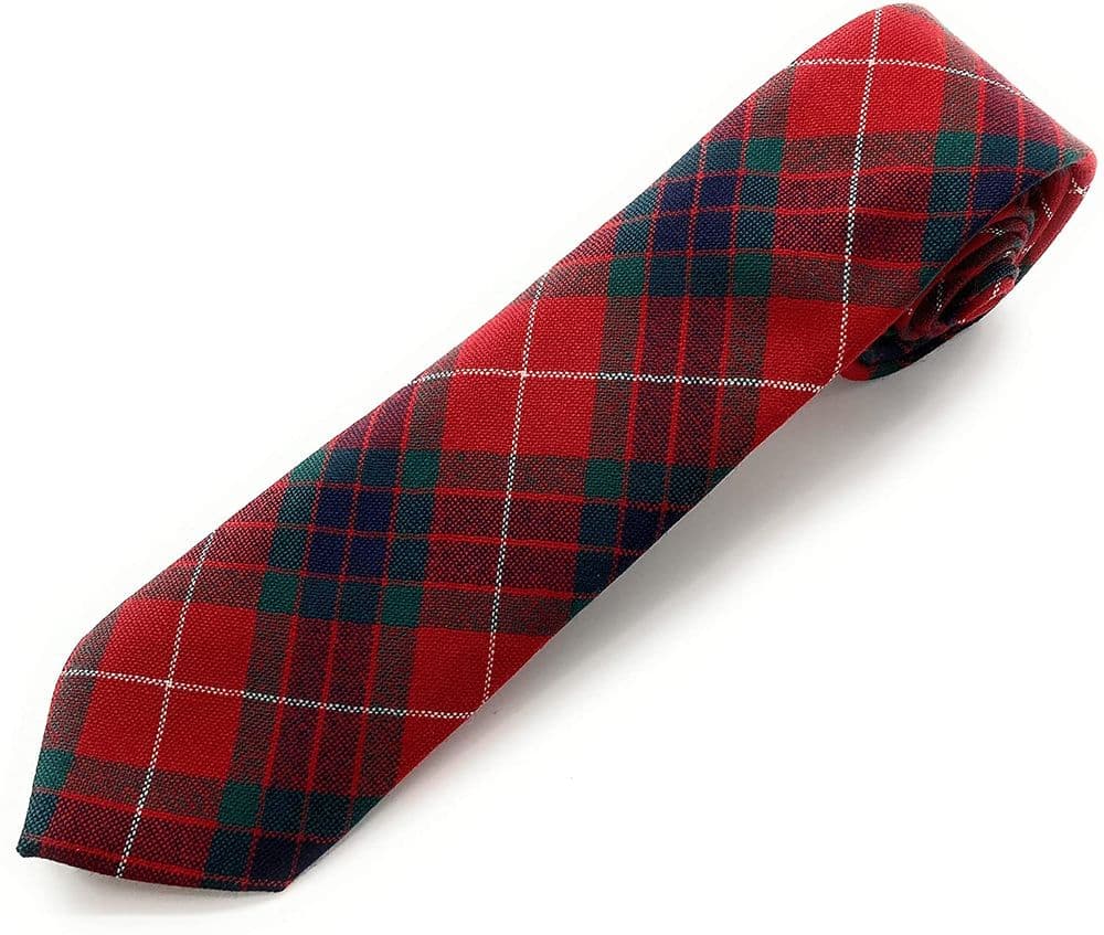 Gents Pure Wool Fraser Red Tartan Tie - Made in Scotland
