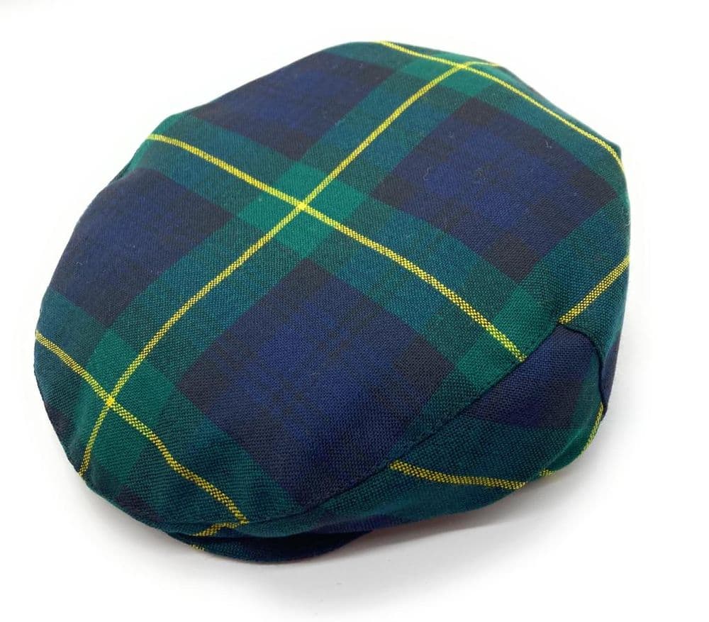 Gents Pure Wool Gordon Modern Tartan One Size Flat Cap Made in Scotland