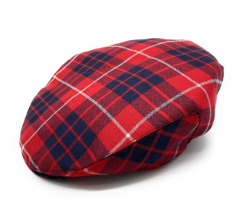 Gents Pure Wool Hamilton Modern Tartan Flat Cap