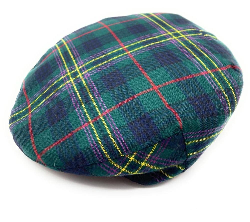 Gents Pure Wool Kennedy Modern Tartan One Size Flat Cap Made in Scotland