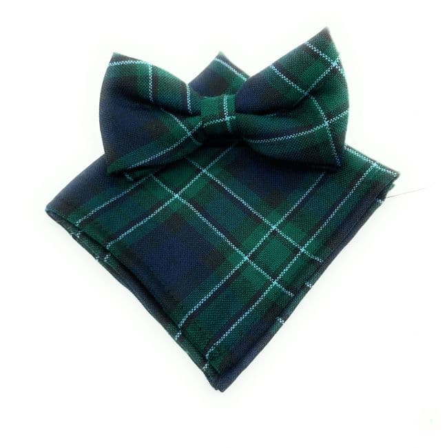 Gents Pure Wool MacCallum Modern Tartan Bow Tie & Matching Pocket Square Set - Made in Scotland