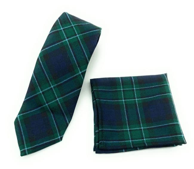Gents Pure Wool MacCallum Modern Tartan Tie and Matching Pocket Square Set Made in Scotland