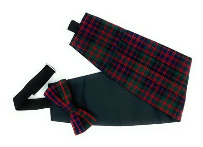 Gents Pure Wool MacDonald Modern Tartan Cummerbund & Bow Tie Set - Made in Scotland