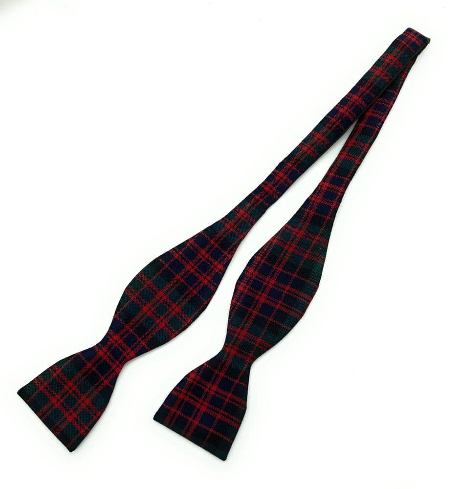 Gents Pure Wool MacDonald Modern Tartan Self Tied Bow Tie Made in Scotland
