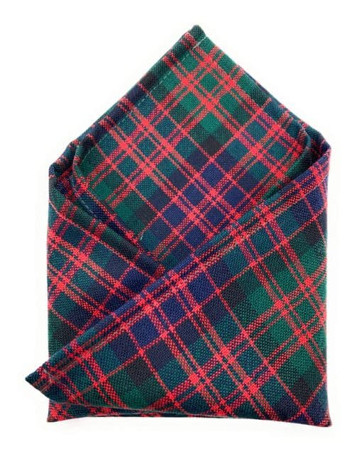 Gents Pure Wool MacDonald Tartan Pocket Square - Made In Scotland