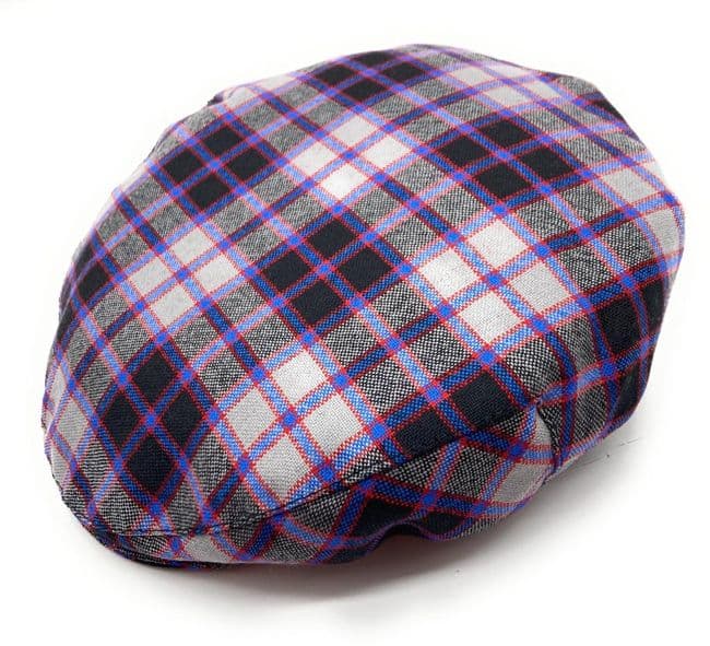 Gents Pure Wool MacPherson Hunting Modern Tartan One Size Flat Cap - Made in Scotland