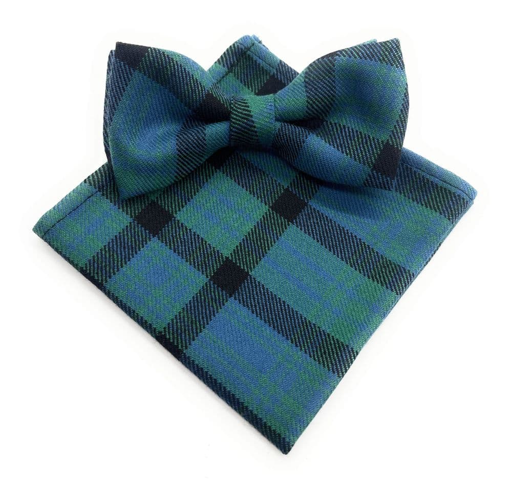Gents Pure Wool Matheson Hunting Ancient Tartan Bow Tie & Pocket Square - Made in Scotland