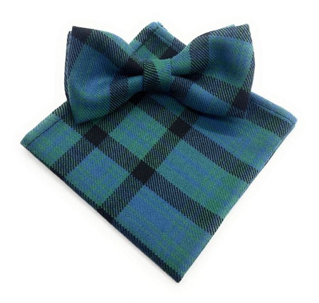 Gents Pure Wool Matheson Hunting Ancient Tartan Bow Tie & Pocket Square - Made in Scotland