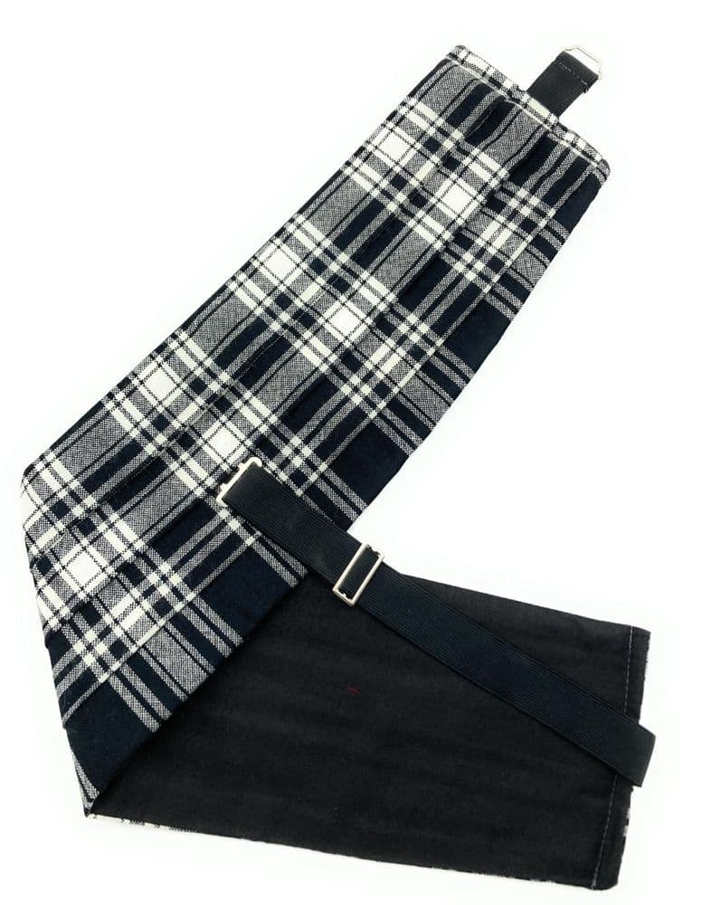 Gents Pure Wool  Menzies Black & White Tartan Cummerbund Made In Scotland