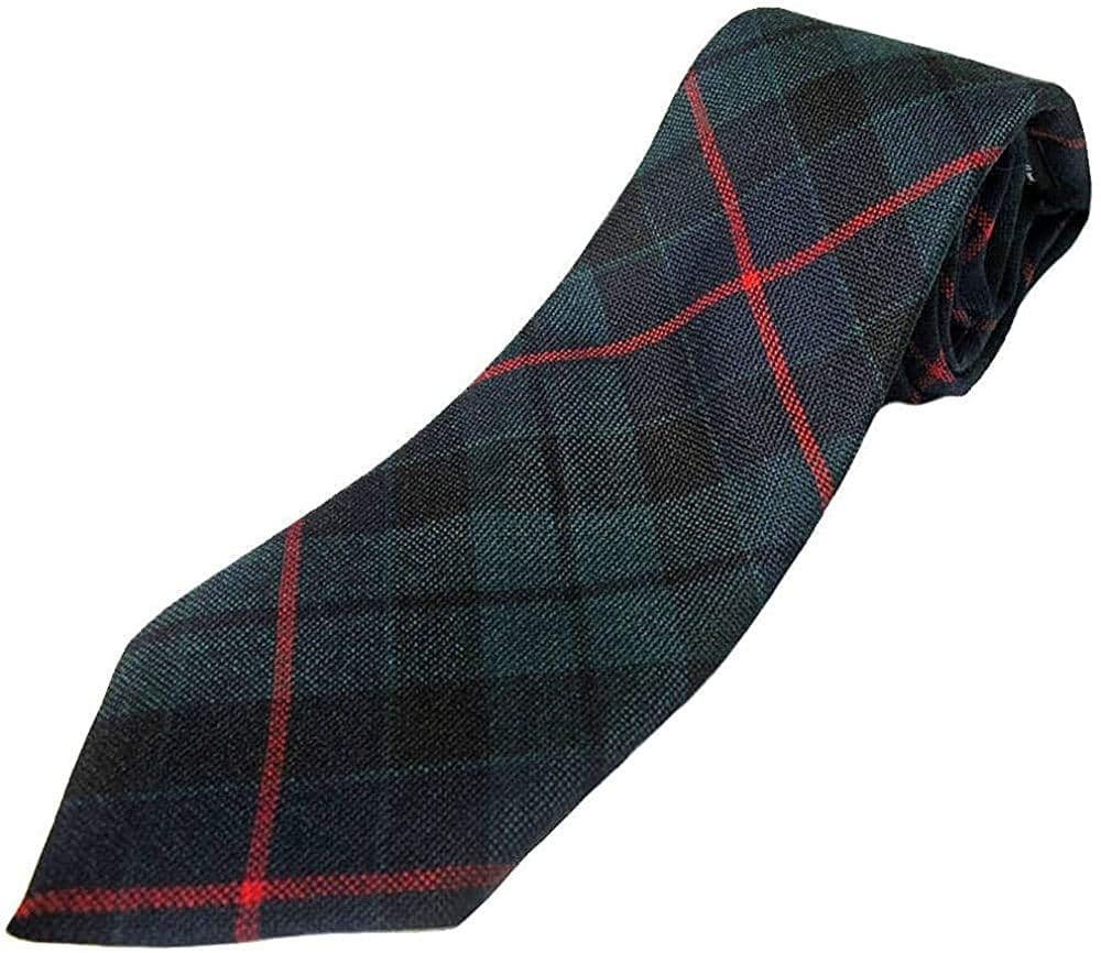 Gents Pure Wool Morrison Green Tartan Tie Made in Scotland