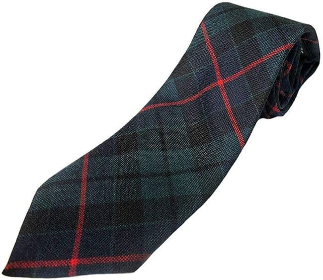Gents Pure Wool Morrison Green Tartan Tie Made in Scotland