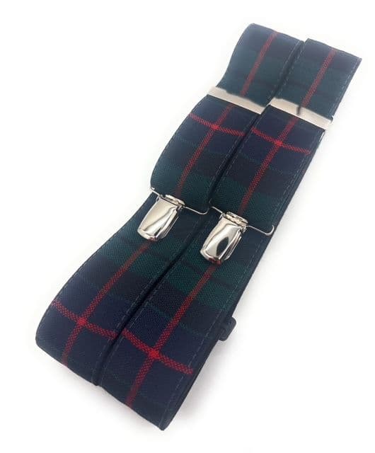 Gents Pure Wool Morrison Tartan Trousers Braces - Made in Scotland