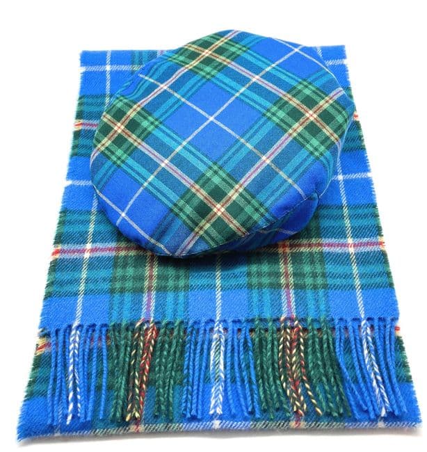 Gents Pure Wool Nova Scotia Tartan Flat Cap & Scarf Set
