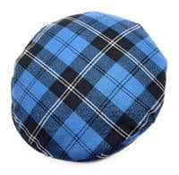 Gents Pure Wool  Ramsay Blue  Tartan One Size Flat Cap Made in Scotland