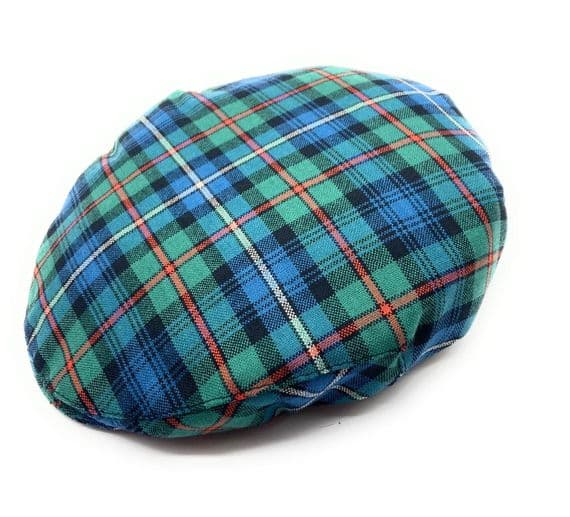 Gents Pure Wool Robertson Hunting Ancient Tartan One Size Flat Cap Made in Scotland