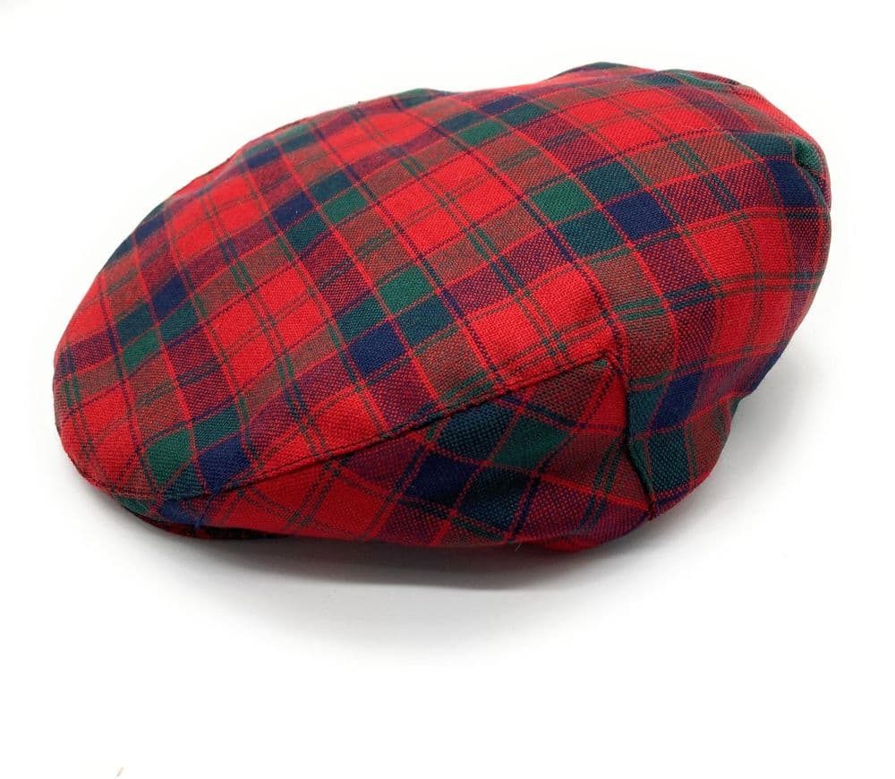 Gents Pure Wool Robertson Red Tartan Flat Cap