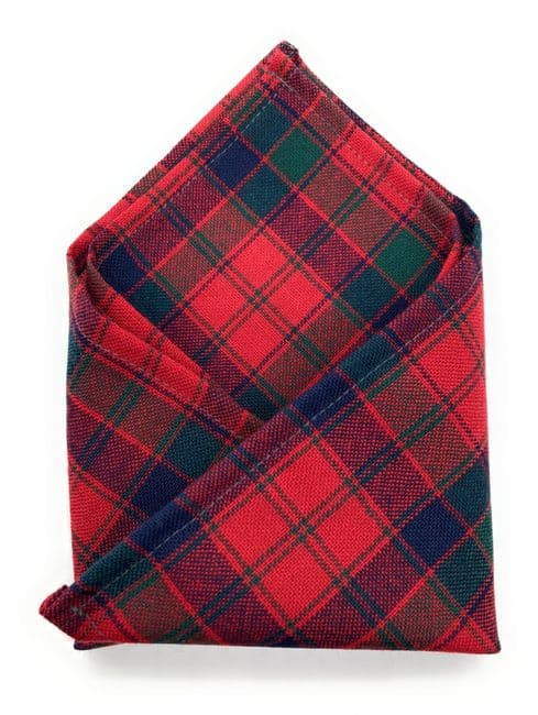 Gents Pure Wool Robertson Red Tartan Pocket Square - Made In Scotland
