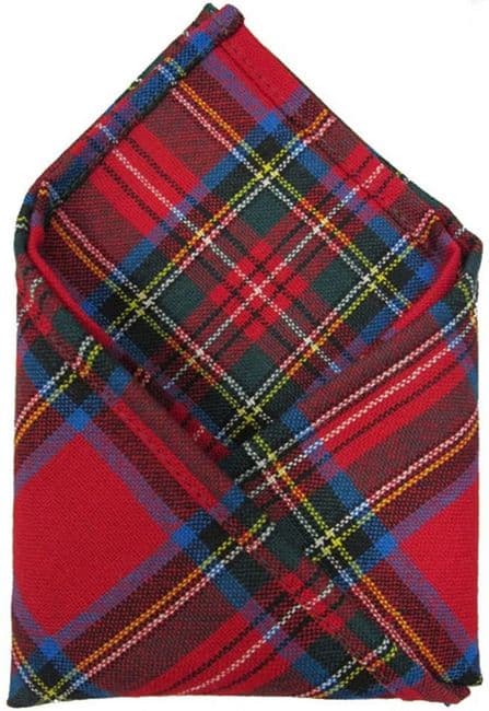 Gents Pure Wool Royal Stewart Tartan Pocket Square - Made In Scotland