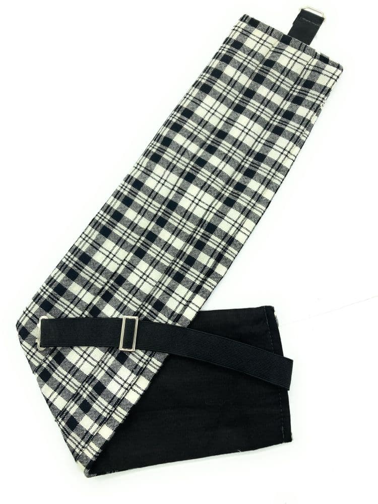 Gents Pure Wool Scott Black White Ancient Tartan Cummerbund Made In Scotland