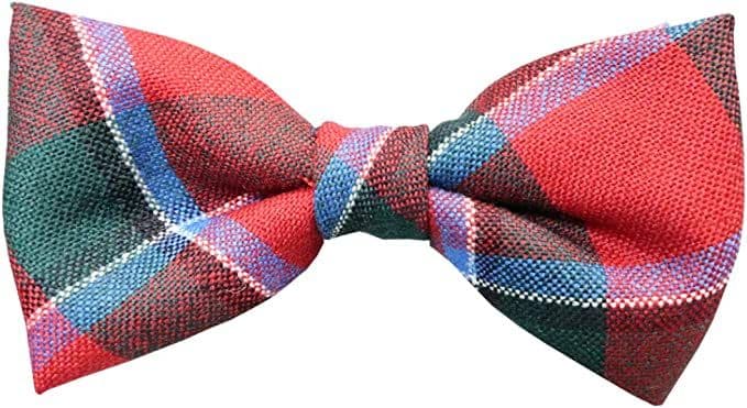 Gents Pure Wool Sinclair Red Tartan Bow Tie Made in Scotland