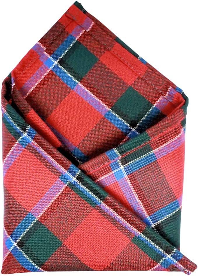 Gents Pure Wool Sinclair Red Tartan Pocket Square - Made In Scotland