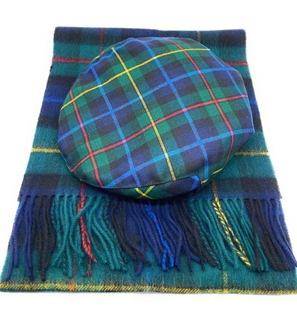 Gents Pure Wool Smith Modern Tartan Flat Cap & Scarf Set