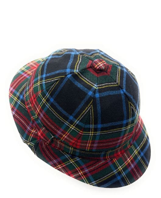 Gents Pure Wool Stewart Black Tartan Deerstalker Hat - Made in Scotland