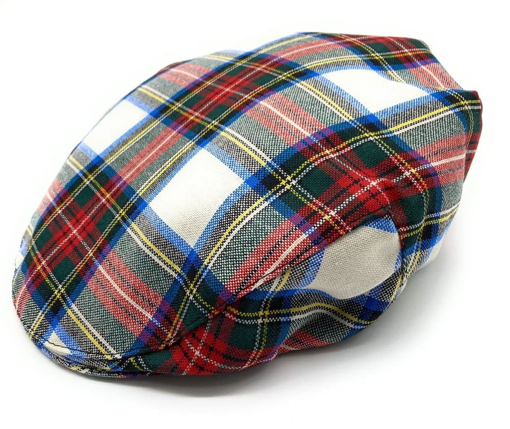 Gents Pure Wool Stewart Dress Tartan Flat Cap