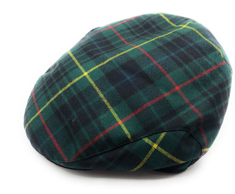 Gents Pure Wool Stewart Hunting Tartan Flat Cap - Made in Scotland