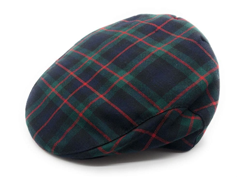 Gents Pure Wool Stewart Murray of Atholl Tartan Flat Cap - Made in Scotland