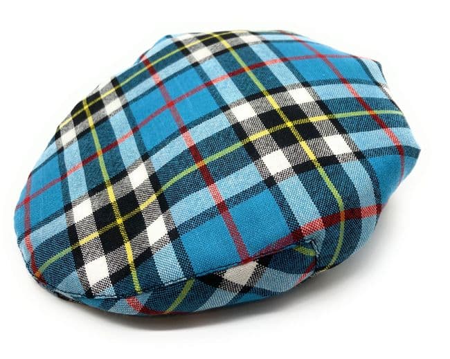 Gents Pure Wool Thomson Blue Modern Tartan Flat Cap