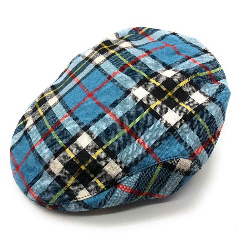 Gents Pure Wool Thomson Blue Tartan Flat Cap - Made in Scotland